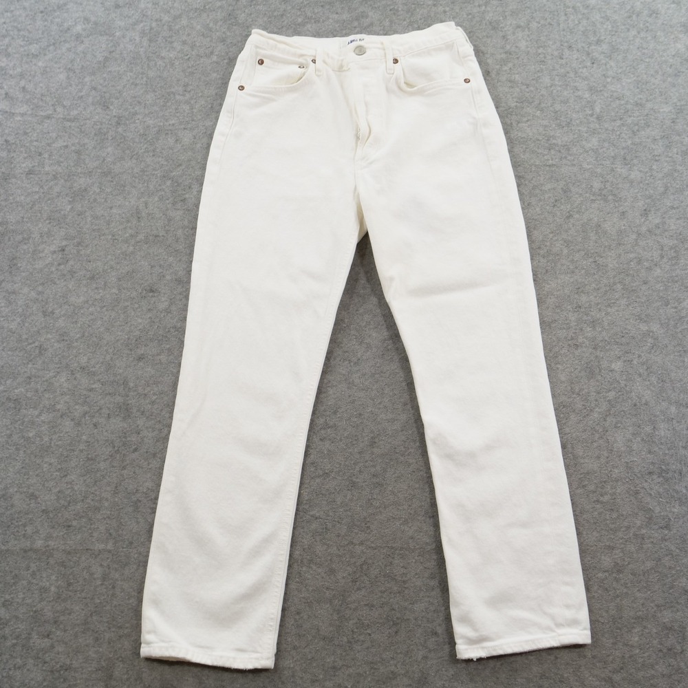 AGOLDE Jeans Womens 27 White High Rise Riley Crop Straight Leg Denim Button Fly